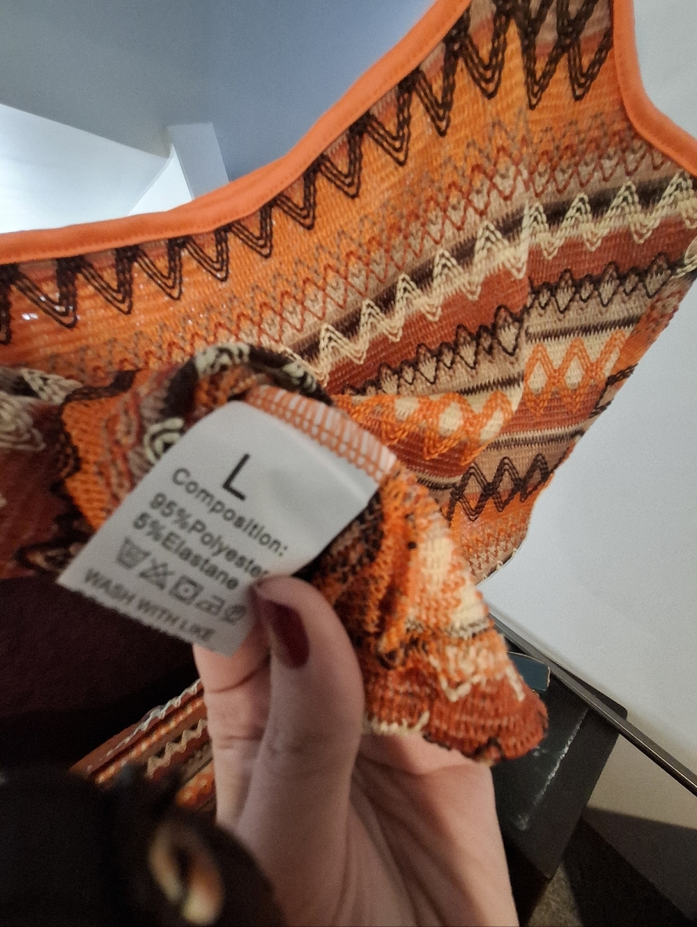 Orange Patterned Knit Two-Piece Skirt Set - Crop Top & Midi Skirt NWOT - Picture 3 of 3